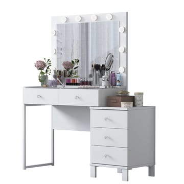 Meikkipöytä Wallxpert Isla Shelf BJ150 (120 x 141,8 x 40 cm) Valkoinen - Valkoinen - Huonekalut - Pöytä & ruokailuryhmä - Meikki- & kampauspöydät - Meikkipöytä valolla