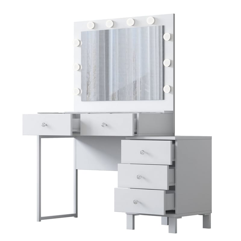Meikkipöytä Wallxpert Isla Shelf BJ150 (120 x 141,8 x 40 cm) Valkoinen - Valkoinen - Huonekalut - Pöytä & ruokailuryhmä - Meikki- & kampauspöydät - Meikkipöytä valolla