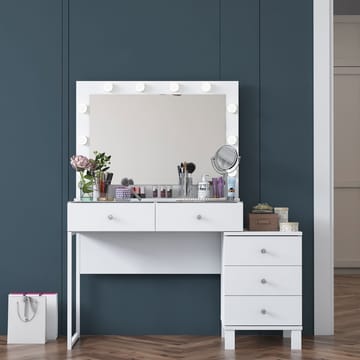 Meikkipöytä Wallxpert Isla Shelf BJ150 (120 x 141,8 x 40 cm) Valkoinen - Valkoinen - Huonekalut - Pöytä & ruokailuryhmä - Meikki- & kampauspöydät - Meikkipöytä valolla