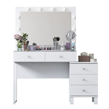 Meikkipöytä Wallxpert Isla Shelf BJ150 (120 x 141,8 x 40 cm) Valkoinen - Valkoinen - Huonekalut - Pöytä & ruokailuryhmä - Meikki- & kampauspöydät - Meikkipöytä valolla