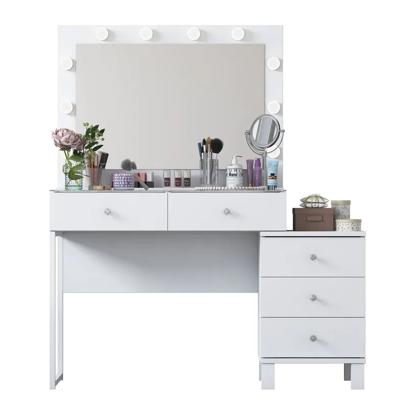 Meikkipöytä Wallxpert Isla Shelf BJ150 (120 x 141,8 x 40 cm) Valkoinen, Valkoinen