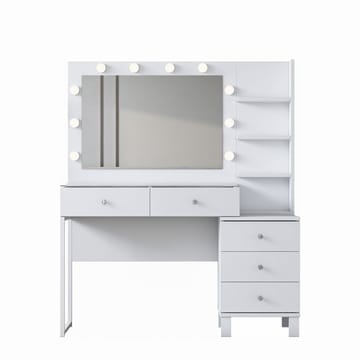 Meikkipöytä Wallxpert Isla Shelf BJ194 (120 x 141,8 x 40 cm) valkoinen - Valkoinen - Huonekalut - Pöytä & ruokailuryhmä - Meikki- & kampauspöydät - Meikkipöytä valolla