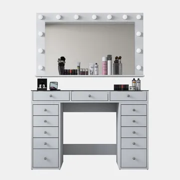 Meikkipöytä Wallxpert Kira-hylly BJ195 (120 x 79,8 x 44,5 cm) valkoinen - Valkoinen - Huonekalut - Pöytä & ruokailuryhmä - Meikki- & kampauspöydät - Meikkipöytä valolla