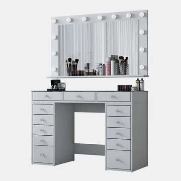 Meikkipöytä Wallxpert Kira-hylly BJ195 (120 x 79,8 x 44,5 cm) valkoinen - Valkoinen - Huonekalut - Pöytä & ruokailuryhmä - Meikki- & kampauspöydät - Meikkipöytä valolla