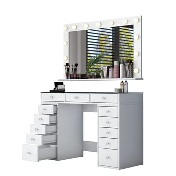 Meikkipöytä Wallxpert Kira Shelf BJ197 (120 x 79,8 x 44,5 cm) Valkoinen - Valkoinen - Huonekalut - Pöytä & ruokailuryhmä - Meikki- & kampauspöydät - Meikkipöytä valolla