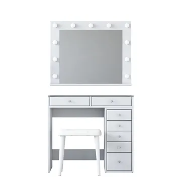 Meikkipöytä Wallxpert Lora-hylly (90 x 79,8 x 44,5 cm) valkoinen - Valkoinen - Huonekalut - Pöytä & ruokailuryhmä - Meikki- & kampauspöydät - Meikkipöytä valolla