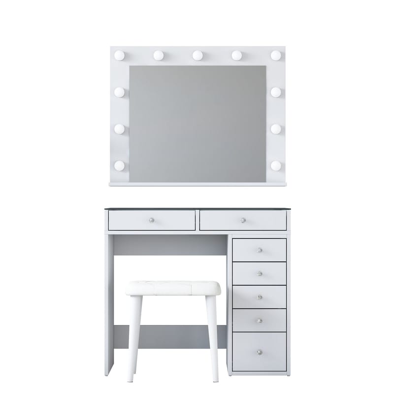 Meikkipöytä Wallxpert Lora-hylly (90 x 79,8 x 44,5 cm) valkoinen - Valkoinen - Huonekalut - Pöytä & ruokailuryhmä - Meikki- & kampauspöydät - Meikkipöytä valolla