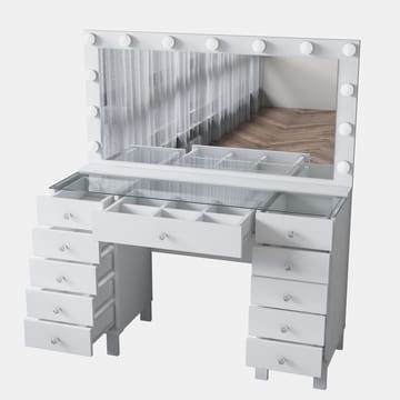 Meikkipöytä Wallxpert Mira Shelf BJ137 (120 x 133,6 x 40 cm) valkoinen - Valkoinen - Huonekalut - Pöytä & ruokailuryhmä - Meikki- & kampauspöydät - Meikkipöytä valolla