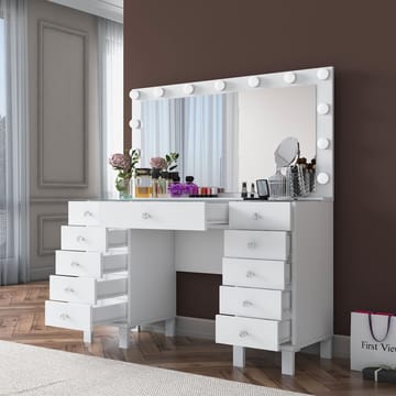 Meikkipöytä Wallxpert Mira Shelf BJ137 (120 x 133,6 x 40 cm) valkoinen - Valkoinen - Huonekalut - Pöytä & ruokailuryhmä - Meikki- & kampauspöydät - Meikkipöytä valolla
