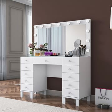 Meikkipöytä Wallxpert Mira Shelf BJ137 (120 x 133,6 x 40 cm) valkoinen - Valkoinen - Huonekalut - Pöytä & ruokailuryhmä - Meikki- & kampauspöydät - Meikkipöytä valolla