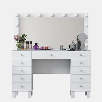 Meikkipöytä Wallxpert Mira Shelf BJ137 (120 x 133,6 x 40 cm) valkoinen - Valkoinen - Huonekalut - Pöytä & ruokailuryhmä - Meikki- & kampauspöydät - Meikkipöytä valolla