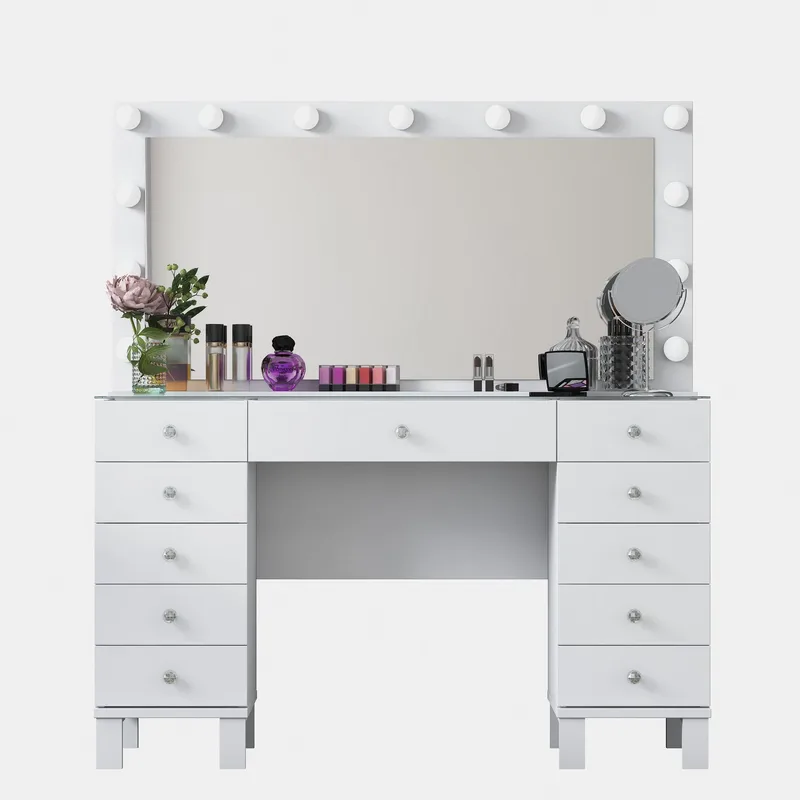 Meikkipöytä Wallxpert Mira Shelf BJ137 (120 x 133,6 x 40 cm) valkoinen, Valkoinen