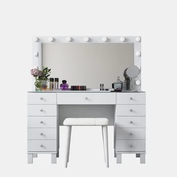 Meikkipöytä Wallxpert Mira Shelf BJ163 (120 x 133,6 x 40 cm) valkoinen - Valkoinen - Huonekalut - Pöytä & ruokailuryhmä - Meikki- & kampauspöydät - Meikkipöytä valolla