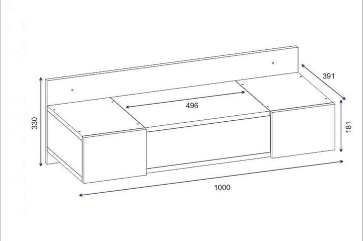 Meikkipöytä Zakkum 100 cm - Sininen/Luonnonväri - Meikkipöytä peilillä - Meikki- & kampauspöydät
