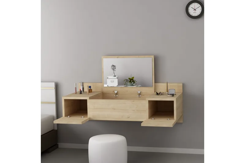 Meikkipöytä Zakkum 100 cm - Sininen/Luonnonväri - Huonekalut - Pöytä & ruokailuryhmä - Meikki- & kampauspöydät - Meikkipöytä peilillä