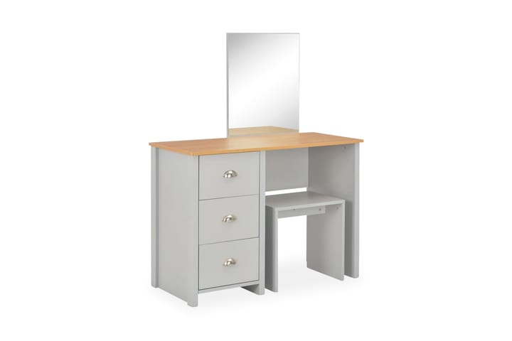 Meikkipöytä peilillä ja jakkaralla harmaa 104x45x131 cm - Harmaa - Meikkipöytä peilillä - Meikki- & kampauspöydät