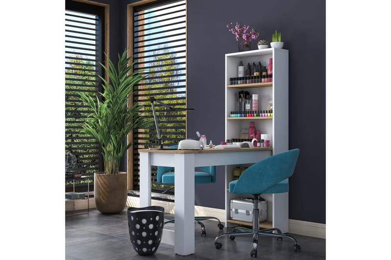 Meikkipöytä Patwal 120 cm - Pähkinä/Valkoinen - Huonekalut - Pöytä & ruokailuryhmä - Meikki- & kampauspöydät