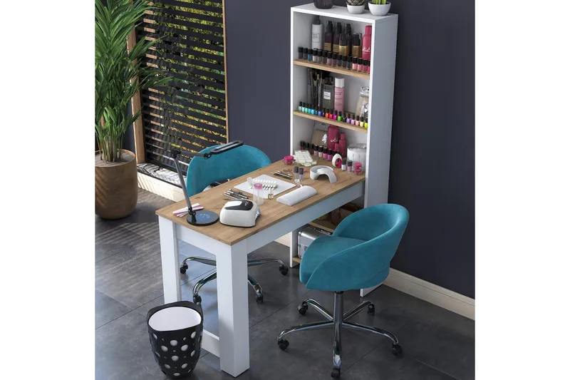 Meikkipöytä Patwal 120 cm, Pähkinä/Valkoinen