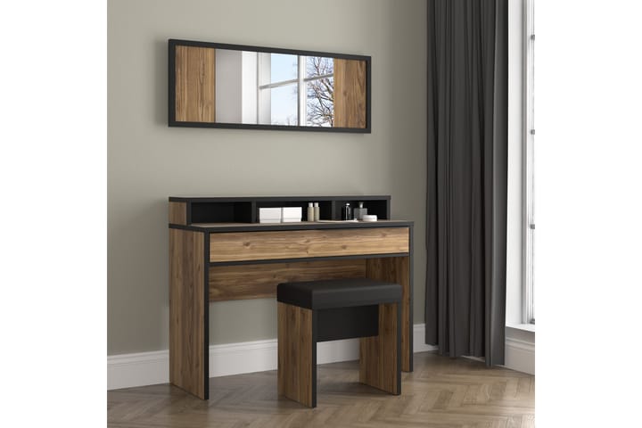 Sminkbord Yundola 110 cm - Ruskea/Musta - Meikki- & kampauspöydät - Meikkipöytä peilillä