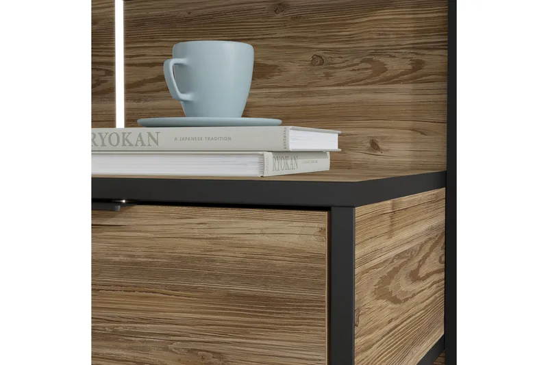 Sminkbord Yundola 110 cm - Ruskea/Musta - Huonekalut - Pöytä & ruokailuryhmä - Meikki- & kampauspöydät - Meikkipöytä peilillä