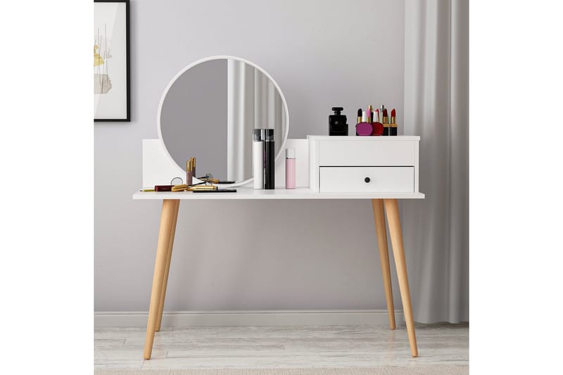 Straat Meikkipöytä 120x96 cm Valkoinen - Hanah Home - Huonekalut - Pöytä & ruokailuryhmä - Meikki- & kampauspöydät
