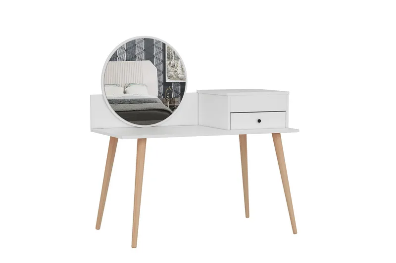 Straat Meikkipöytä 120x96 cm Valkoinen, Hanah Home