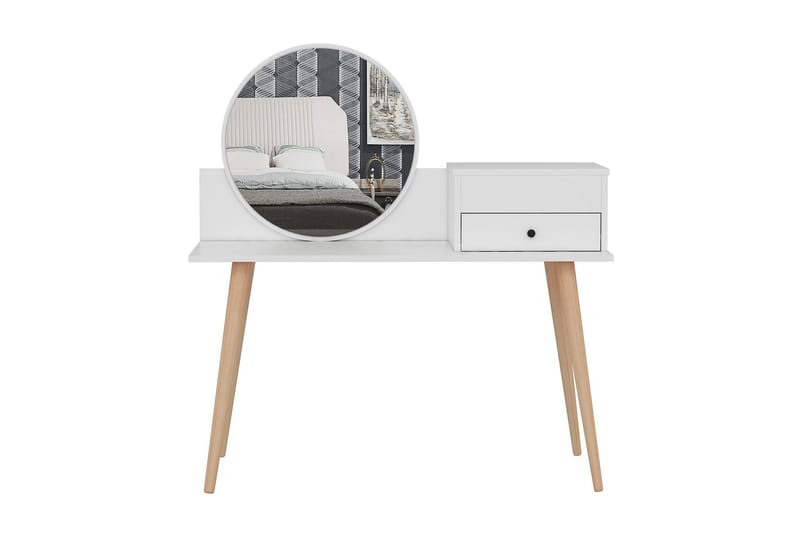 Straat Meikkipöytä 120x96 cm Valkoinen - Hanah Home - Huonekalut - Pöytä & ruokailuryhmä - Meikki- & kampauspöydät