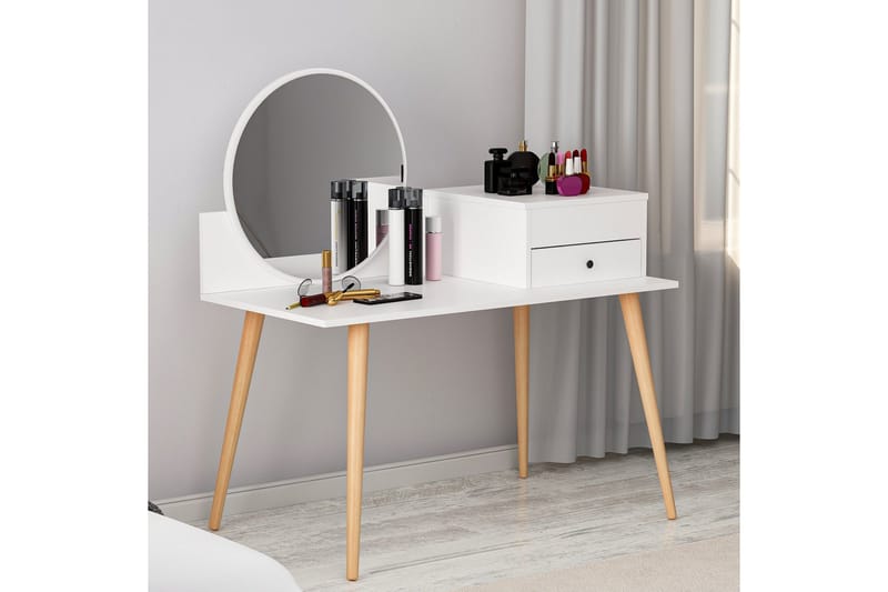 Straat Meikkipöytä 120x96 cm Valkoinen - Hanah Home - Huonekalut - Pöytä & ruokailuryhmä - Meikki- & kampauspöydät