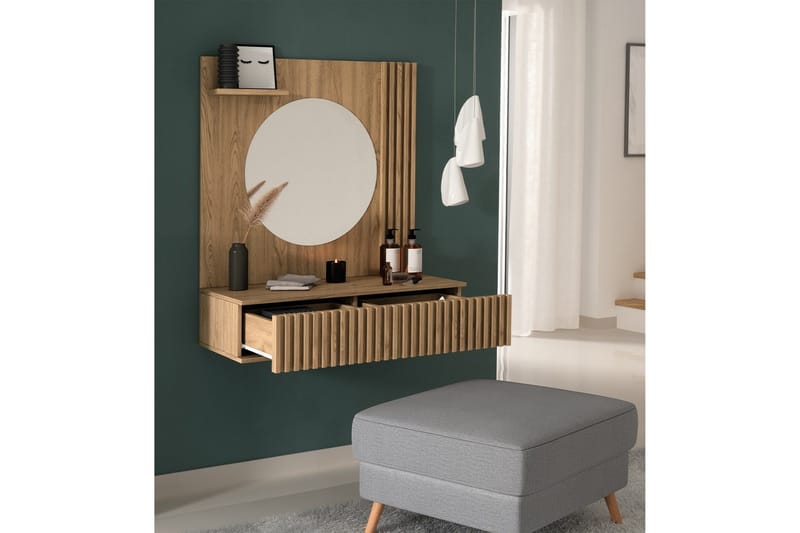 Meikkipöytä Entsian 85x40 cm - Ruskea - Huonekalut - Pöytä & ruokailuryhmä - Meikki- & kampauspöydät - Meikkipöytä peilillä