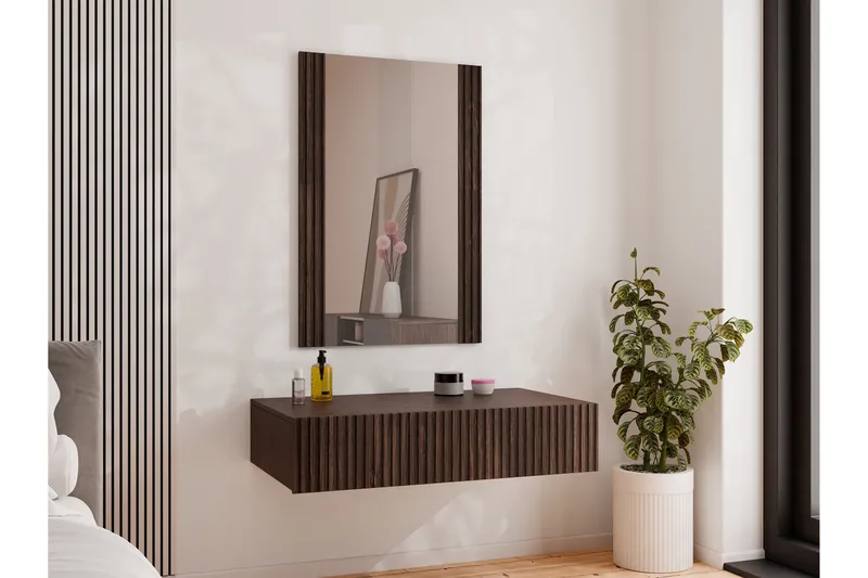 Meikkipöytä Hammarstrand - Pähkinäpuu - Huonekalut - Pöytä & ruokailuryhmä - Meikki- & kampauspöydät - Meikkipöytä peilillä