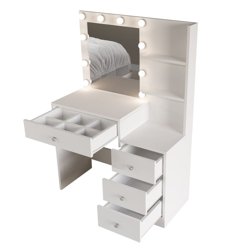 Meikkipöytä Hanah Home Monelle (69,4 x 135 x 40 cm) Valkoinen - Valkoinen - Huonekalut - Pöytä & ruokailuryhmä - Meikki- & kampauspöydät