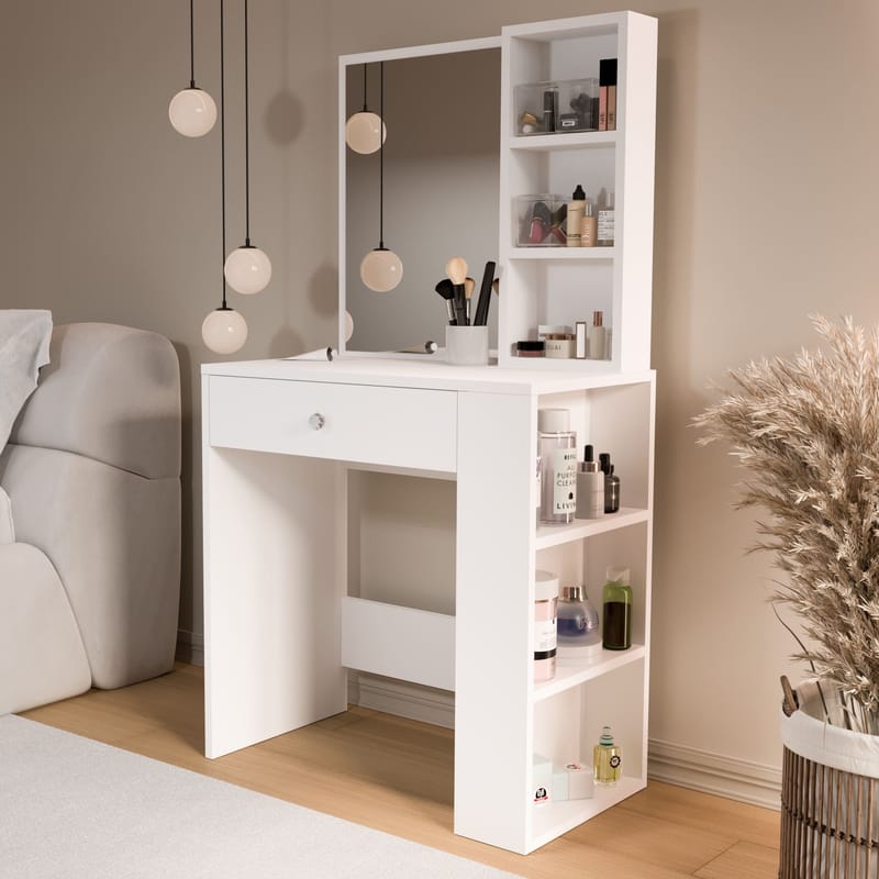Meikkipöytä Hanah Home Monroeve (69,4 x 135 x 40 cm) Valkoinen - Valkoinen - Huonekalut - Pöytä & ruokailuryhmä - Meikki- & kampauspöydät