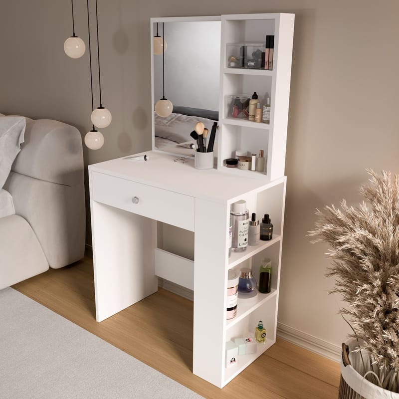 Meikkipöytä Hanah Home Monroeve (69,4 x 135 x 40 cm) Valkoinen - Valkoinen - Huonekalut - Pöytä & ruokailuryhmä - Meikki- & kampauspöydät