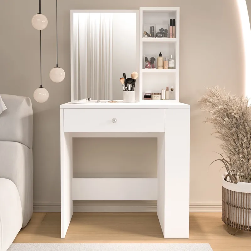 Meikkipöytä Hanah Home Monroeve (69,4 x 135 x 40 cm) Valkoinen - Valkoinen - Huonekalut - Pöytä & ruokailuryhmä - Meikki- & kampauspöydät