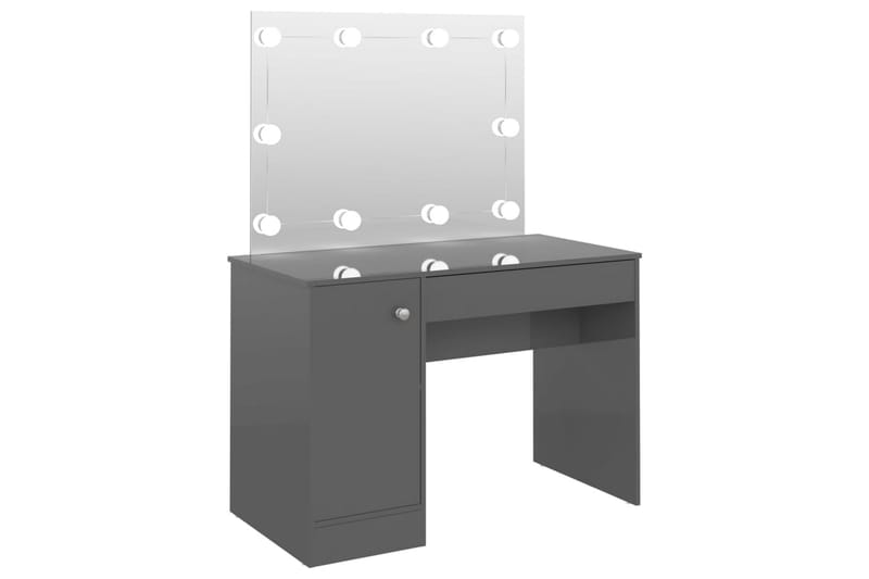 Meikkipöytä LED-valoilla 110x55x145 cm MDF kiiltävä harmaa - Harmaa - Huonekalut - Pöytä & ruokailuryhmä - Meikki- & kampauspöydät