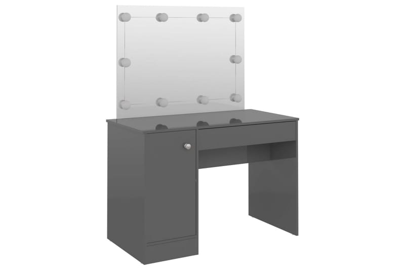 Meikkipöytä LED-valoilla 110x55x145 cm MDF kiiltävä harmaa - Harmaa - Huonekalut - Pöytä & ruokailuryhmä - Meikki- & kampauspöydät