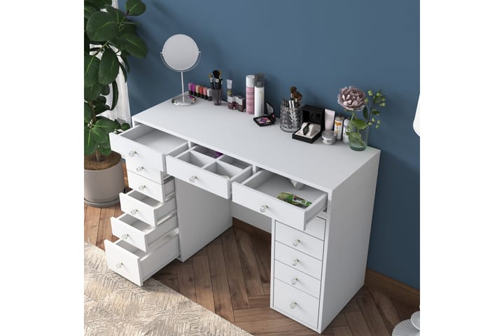 Meikkipöytä Najo 120 cm - Valkoinen - Meikki- & kampauspöydät