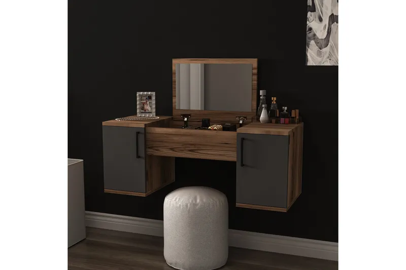 Mercan Kampauspöytä 100 cm - Vaaleanruskea/Antrasiitti - Huonekalut - Pöytä & ruokailuryhmä - Meikki- & kampauspöydät - Meikkipöytä peilillä