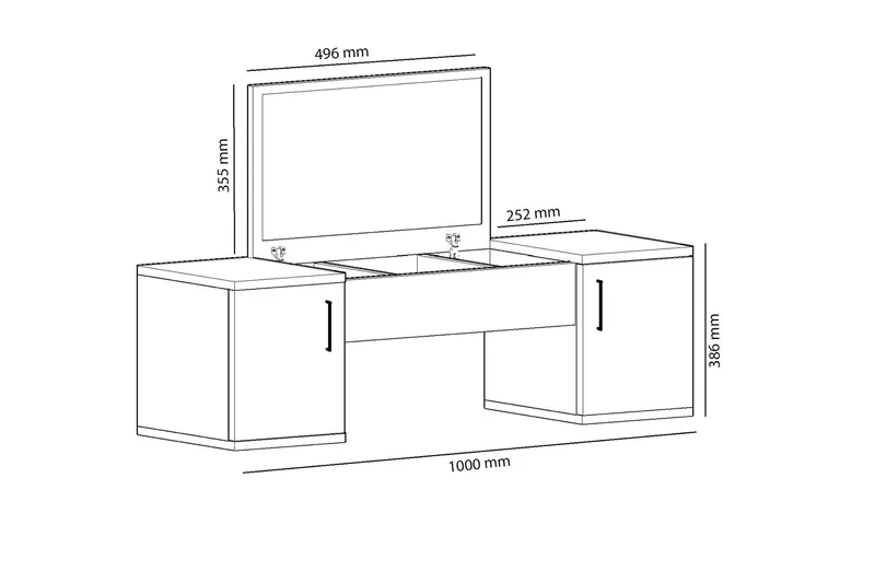 Mercan Kampauspöytä 100 cm - Vaaleanruskea/Antrasiitti - Huonekalut - Pöytä & ruokailuryhmä - Meikki- & kampauspöydät - Meikkipöytä peilillä