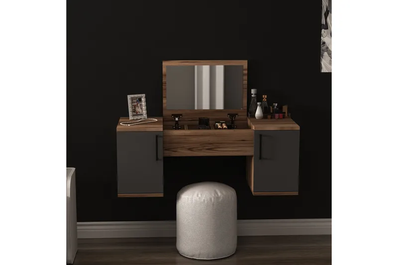 Mercan Kampauspöytä 100 cm - Vaaleanruskea/Antrasiitti - Huonekalut - Pöytä & ruokailuryhmä - Meikki- & kampauspöydät - Meikkipöytä peilillä