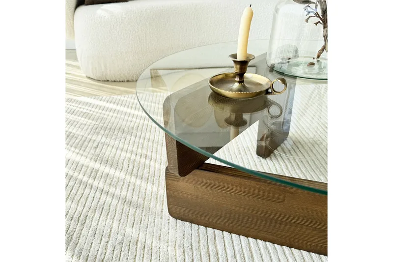 Mijara Soffapöytä 75 cm - Pähkinäpuu/Läpinäkyvä - Huonekalut - Pöytä & ruokailuryhmä - Sohvapöytä