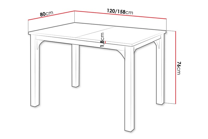 Millport Ruokapöytä 158 cm - Musta - Huonekalut - Pöytä & ruokailuryhmä - Ruokapöydät & keittiön pöydät