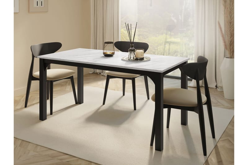 Millport Ruokapöytä 198 cm - Mustavalkoinen - Huonekalut - Pöytä & ruokailuryhmä - Ruokapöydät & keittiön pöydät
