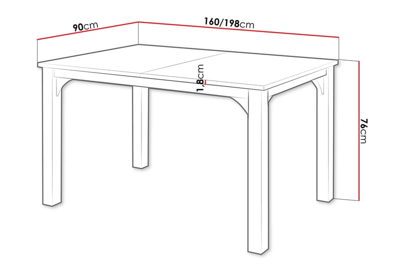Millport Ruokapöytä 198 cm - Mustavalkoinen - Huonekalut - Pöytä & ruokailuryhmä - Ruokapöydät & keittiön pöydät