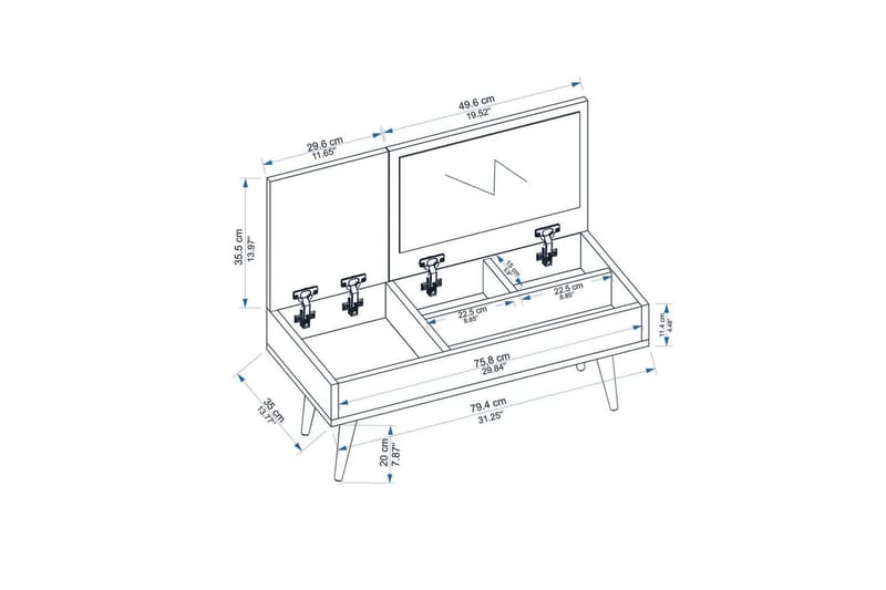 Morven Kampauspöytä 79,4 cm - Valkoinen - Huonekalut - Pöytä & ruokailuryhmä - Meikki- & kampauspöydät