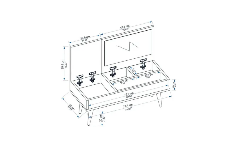 Morven Kampauspöytä 79,4 cm - Valkoinen - Huonekalut - Pöytä & ruokailuryhmä - Meikki- & kampauspöydät