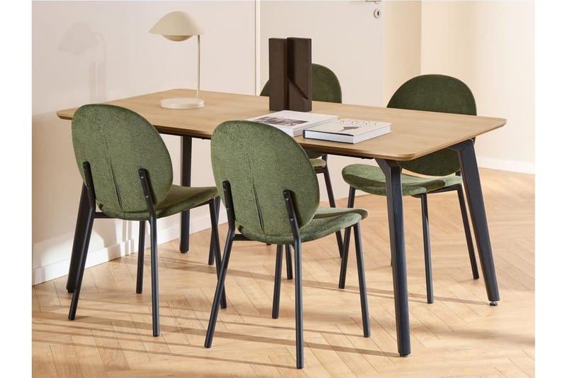 Motona Ruokailuryhmä 160 Cm + 4 Toroni Ruokailutuolia, Musta/Vihreä