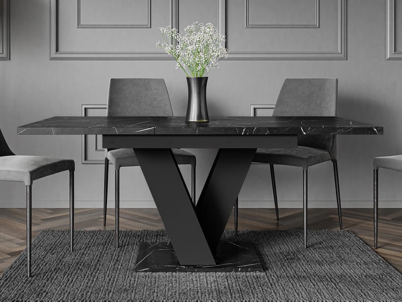 Nand Förlängningsbart Ruokapöytä 120-160 cm suorakulmainen - Musta - Huonekalut - Pöytä & ruokailuryhmä - Ruokapöydät & keittiön pöydät