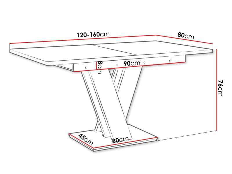 Nand Förlängningsbart Ruokapöytä 120-160 cm suorakulmainen - Valkoinen - Huonekalut - Pöytä & ruokailuryhmä - Ruokapöydät & keittiön pöydät