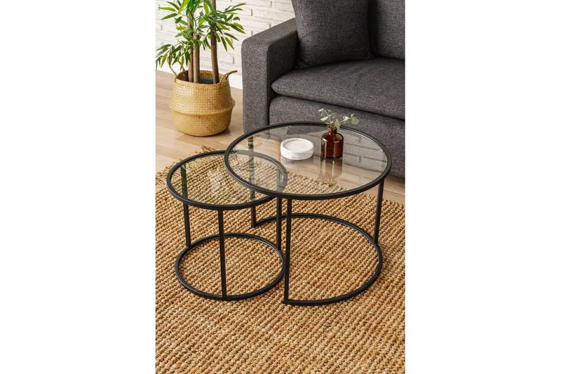 Naruram Sohvapöytä 60 cm - Musta/Läpinäkyvä - Huonekalut - Pöytä & ruokailuryhmä - Apupöytä & sivupöytä - Sarjapöytä